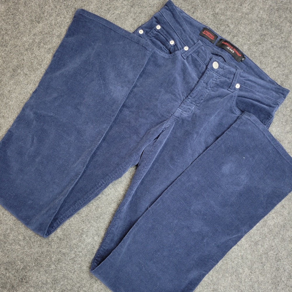 Fabrizio Gianni Pants Womens 6 Blue Corduroy Stretch For High Comfort Preppy Y2K